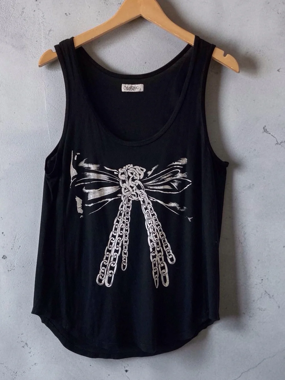 Lauren Moshi White Chain-Link Bow Graphic Tank Top L - Picture 2 of 11